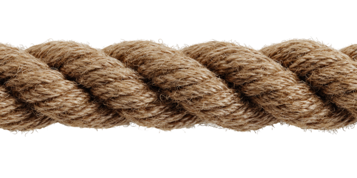 Thick Twisted Light Brown Rope Texture on Transparent Background, PNG