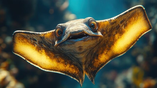 Close-up of a playful stingray