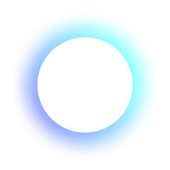 Isolated glowing blue gradient circle frame element on transparent background