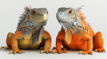 Fototapeta premium Two Iguanas Facing Each Other