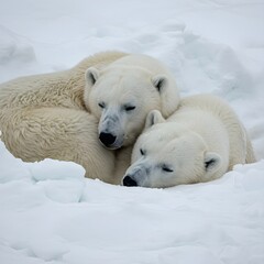 polar bear sleeping in the snow  and ice and beautiful, wildlife, wild, cold, zoo, nature, mammal, predator, fur, north, ice, cub, bears, animals