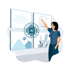 Young women use AI technology to generate unique designs and styles.