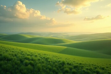 Naklejka premium Rolling Green Hills at Sunset