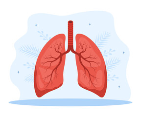 Pulmonologist concept. Lungs medical diagnosis and treatment. Respiratory system diseases and healthcare. Flat Vector illustration.