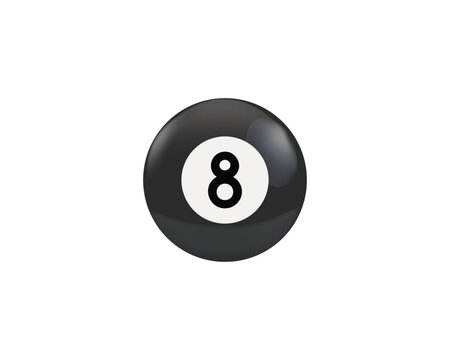 Billiard ball icon. Black number 8 billiard ball isolated on white background