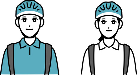 男女のフード配達員のアバターセット