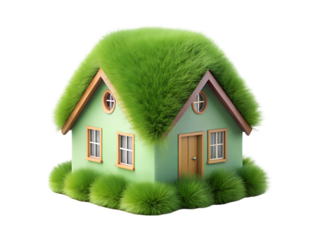 cute home made of fluffy 3d png image on transparent background