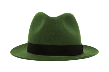 a green hat with a black band