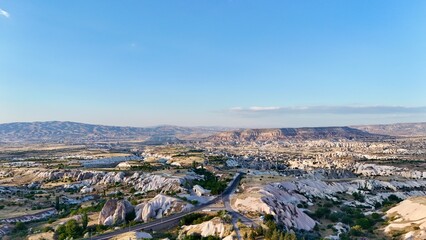 Fototapeta premium Eroded rock formations. Rocky landscape view. historical unique ancient open-air museum ruins. Rocky landscape trail.High quality 4k footage