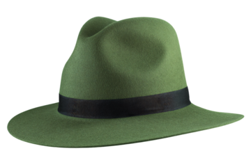 a green hat with a black band