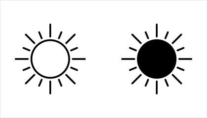 Sun icon set. Yellow sun icons. Shine sun ray set, vector illustration on white background
