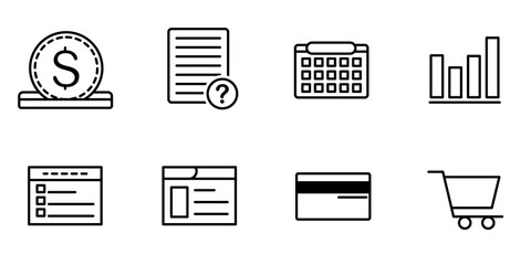 Business and marketing, traffic, ranking icon set. Marketing and outline icons collection.
