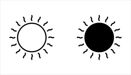 Sun icon set. Yellow sun icons. Shine sun ray set, vector illustration on white background