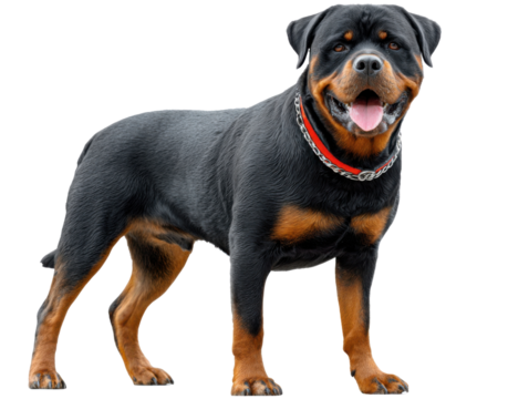 Majestic Rottweiler Portrait: A striking Rottweiler dog, with its muscular build and confident stance, is the epitome of canine strength and loyalty.