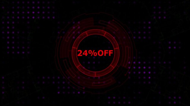 Dynamic 24 Percent Off Discount Animation Futuristic Tech Interface Design Cyberpunk Style