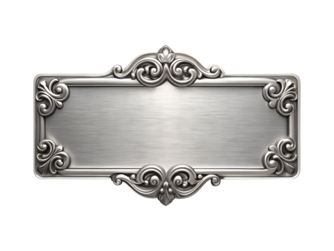 elegant silver empty nameplate png image on transparent background