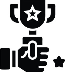 Obraz premium Hand holding trophy with star icon