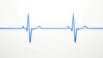 Blue Heartbeat ECG Line on White Background Representing Vital Signs and Medical Concepts - Powered by Adobe