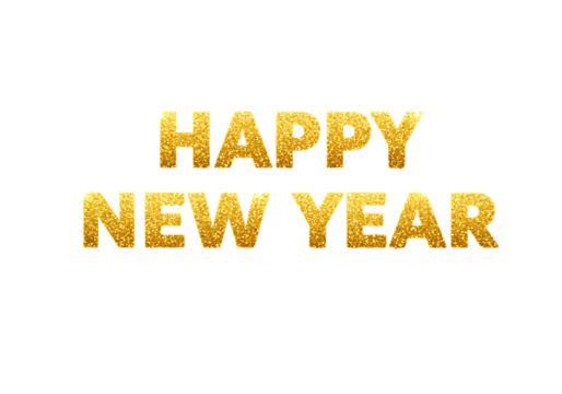 Happy New Year Glitter Text Gold Festive Design for Celebration