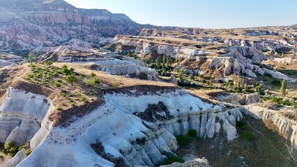 Eroded rock formations. Rocky landscape view. historical unique ancient open-air museum ruins. Rocky landscape trail.High quality 4k footage
