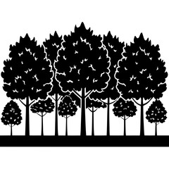 Forest Tree Line Silhouette Vector