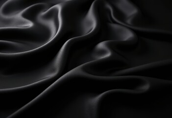 Fototapeta premium elegant textured black fabric draped under soft ambient lighting creating mysterious atmosphere fashion design inspiration, interior, decor, material, silhouette