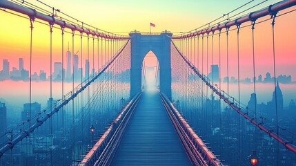 Manhattan Bridge Sunrise: A Dreamlike Cityscape
