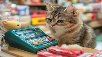 Kitten at Cash Register