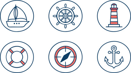 Nautical Icons Collection sailboat ship
