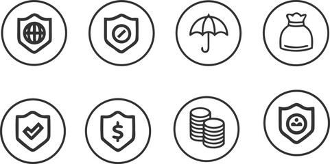 Security and finance icons protection safety
