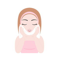 Woman Cleansing Face with Towel