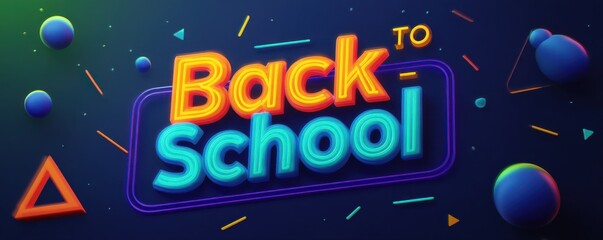 Vibrant back to school lettering with futuristic graphic design elements and shapes