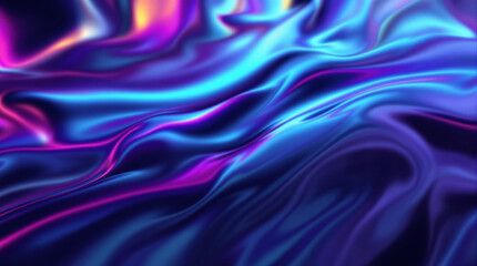 Obraz premium Abstract digital artwork depicting swirling, iridescent fluid with vibrant blue, purple, and pink hues, creating a dynamic and luminous effect