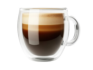 Double Walled Glass Cup Filled With Coffee isolated on a transparent background espresso