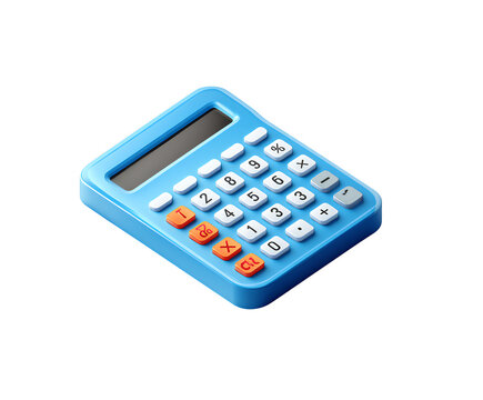 A blue calculator icon with a  transparent background