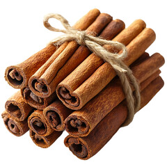 Isolated Cinnamon Sticks Macro Shot in PNG Format on Transparent Background for Herbal and Festive Recipes