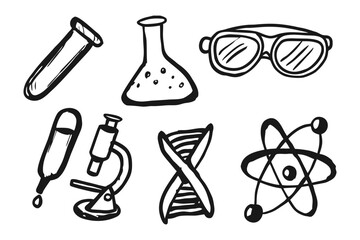 Doodle Science tools: A charming illustration of science tools, perfect for educational projects, scientific explorations, lab work.