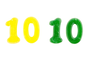 a number of different colored gummy candies