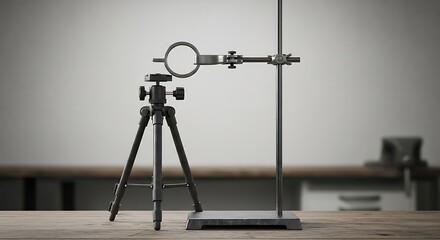 Laboratory apparatus setup composed of clamp stand and tripod stand tools