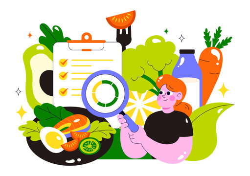 Clean Eating Vector Illustration featuring Fresh Organic Vegetables and Fruits for a Healthy Daily Diet and Balanced Lifestyle in a Flat Background