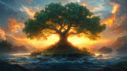 Majestic Tree of Life at Golden Hour
