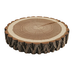 Natural wood slice rustic round isolated on transparent background