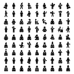 81 icons of people working in a company, icons of a worker, company office icons