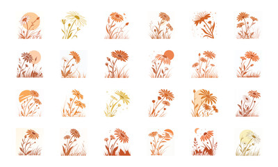 Elegant Black Silhouette Floral Designs: A Collection of Peony and Rose Botanical Vector Graphics for Tattoos, Logos, and Decorative Elements