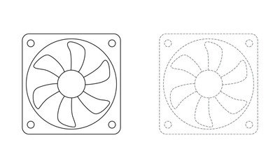 Tracing lines for toddlers. Handwriting practice sheet. Educational children game, printable worksheet for kids with Exhaust Fan