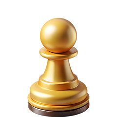 Golden chess pawn piece isolated on transparent background