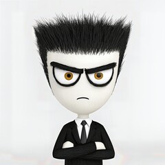 Angry Cartoon Man in Suit 3D Render