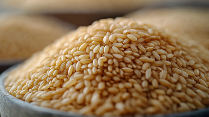 Obraz premium Raw Organic Healthy Millet in a Spoon, Bulgur wheat spilling out from a hessian sack, over white background.