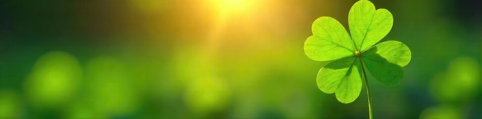 A four-leaf clover basking in sunlight, symbolizing unexpected fortune and serendipitous blessings Perfect for concepts of luck, fate, and positive energy , blessing, optimism, plant
