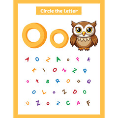 Circle the letter worksheet activity for kids Letter Oo for Owl